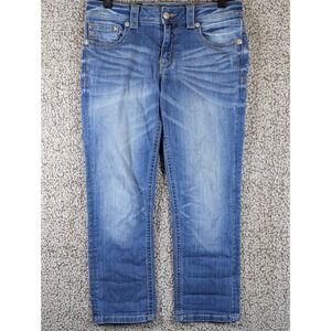 Miss Me Boyfriend Capri Jeans Women's Size 31x24.5 (Tag 27) Blue Embellished‎